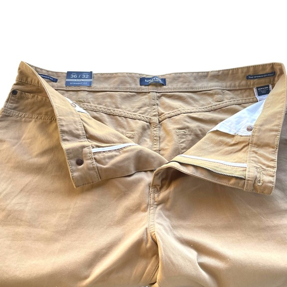 Nautica Tan Khaki Straight Fit Spinnaker Pant 100% Cotton in Size 36W x 32L NWT - Picture 3 of 13